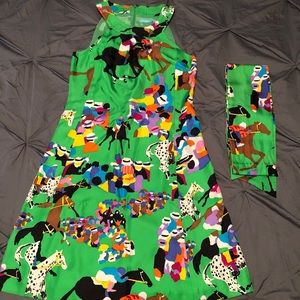 J. McLaughlin Green Horse Print Dress, Size 2
